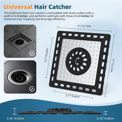 Hibbent Upgraded Shower Drain Hair Catcher for Bathroom Floor 4" Drain, Anti-Clogging Shower Drain Cover, Stainless Steel & Silicone Drain Strainer with Handle, Shower Drain Protector, Grey