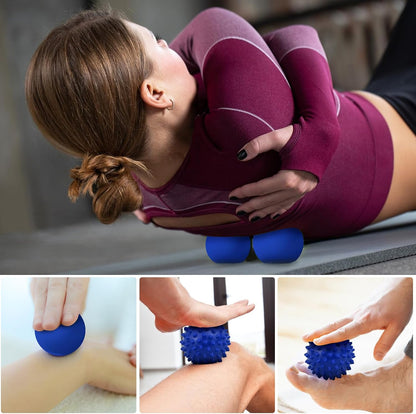 Massage Lacrosse Ball, Spiky Massage Ball, for Deep Tissue, Trigger Point and Myofascial Release, Muscle Knots, and Yoga Therapy (Black-Black)