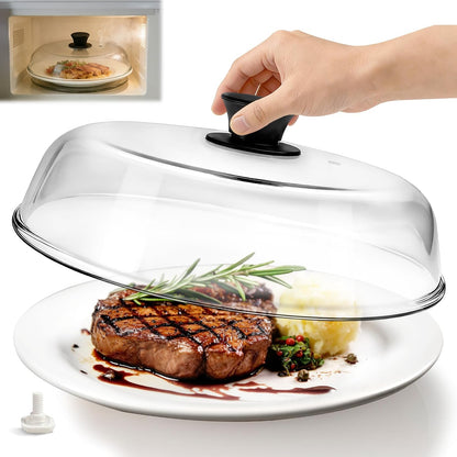 10in Glass Microwave Cover For Food, Glass Microwave Splatter Cover | Heat Resistant Tempered Glass Splatter Guard, Vented Universal Microwave Plate Cover, Dishwasher Safe