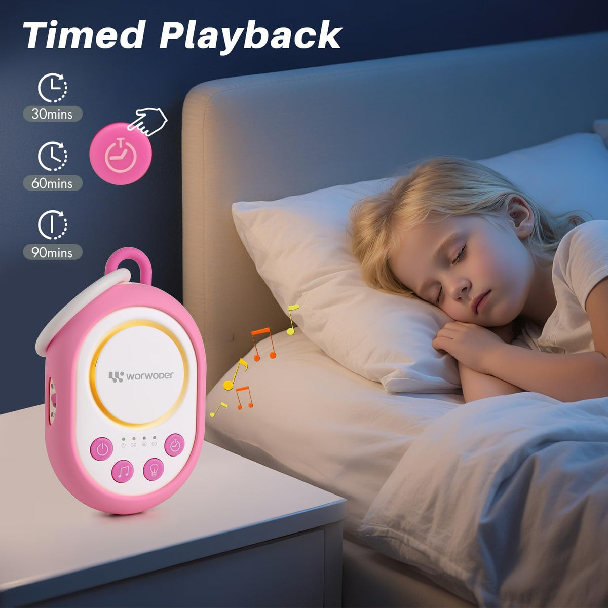 2026 Mom's Choice Awards | White Noise Sound Machine Baby with Night Light, 20 Soothing Sounds, 22 Hours Battery Life, Travel, Registry Gift, Shower, Clips on Baby Stroller (Blue)