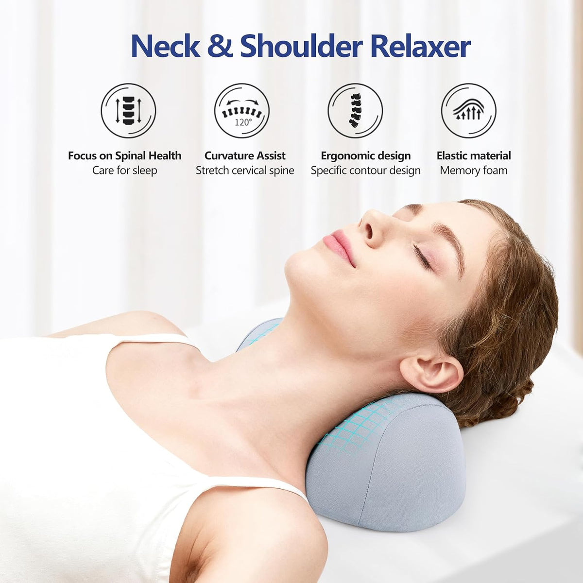 ComfortLife Small Neck Stretcher Pillow for Pain Relief, Medium Soft Cervical Traction Device Neck Mild Support Pillow Foam Cervical Neck Pillow for Tension Muscle Relax Relief (Grey)