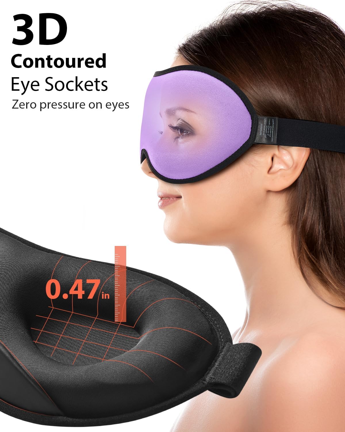MABAO Weighted Sleep Mask, 100% Blackout Blindfold for Sleeping, Black | 3D Contoured for Lash Extension, Zero Eye Pressure for Women Men, Memory Foam Cover, Soft Gentle Pressure, Blindfold, Travel