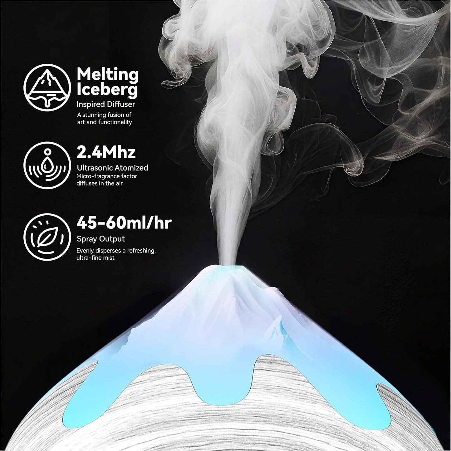 500ML Essential Oil Diffuser, Aromatherapy Diffuser with Remote Control, Multifunctional Air Diffusers for Home Office Room, Fragrance Aroma Diffuser with 7 Color LED & 2 Mist Mode, Brown