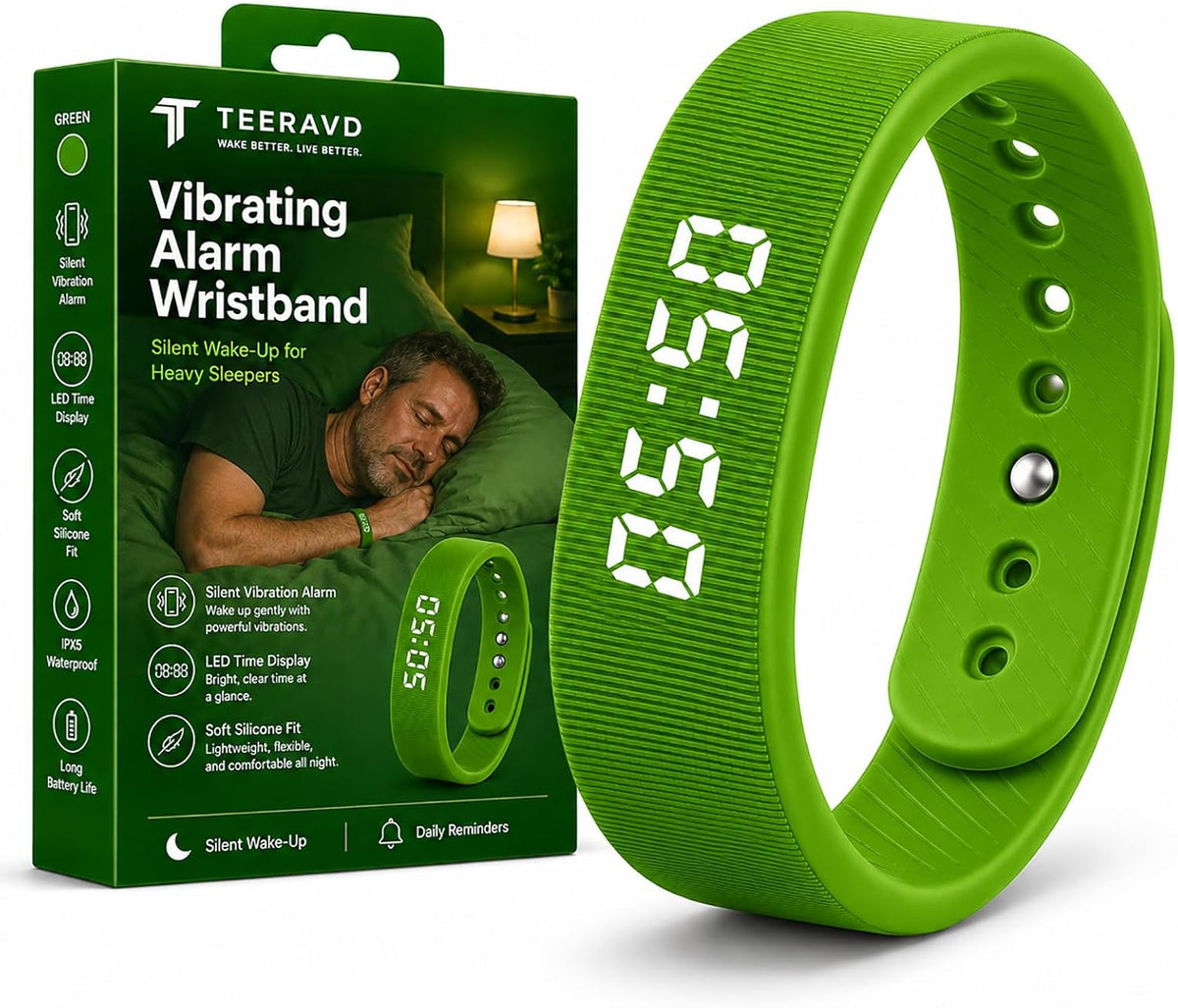 Vibrating Alarm Wristband Clock for Heavy Sleepers Wake Band Wrist Watch Silent Vibration Bracelet Loud Adults Strike Deaf People Despertar with that Won't Partner Extremely Deep