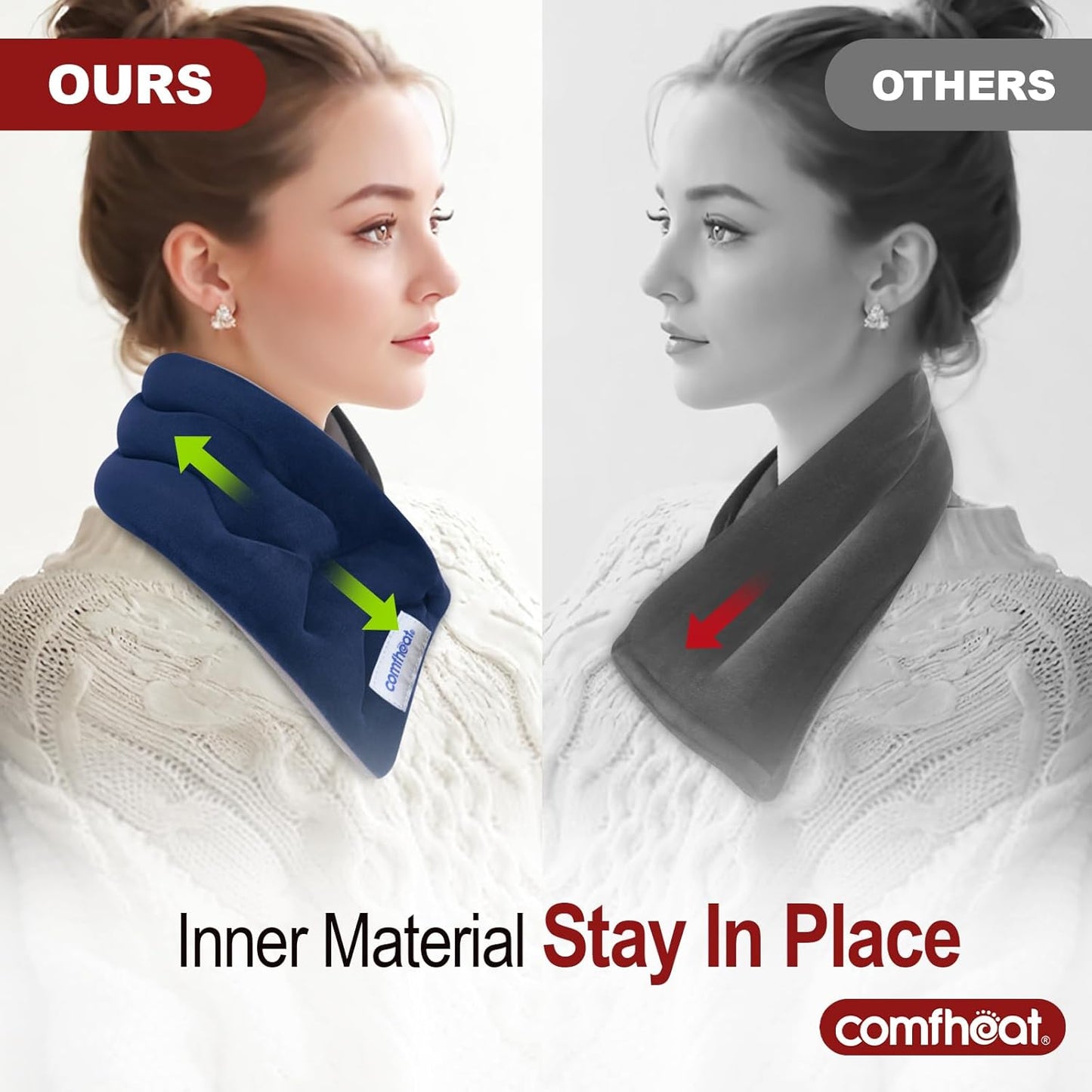 Neck Heating Pad Microwavable for Pain Relief, Moist Hot Compress | Microwave Neck Warmer Wrap FSA Eligible HSA for Sore Muscles Relief, Lavender Aroma, 25 x 5.7 Inches, Blue