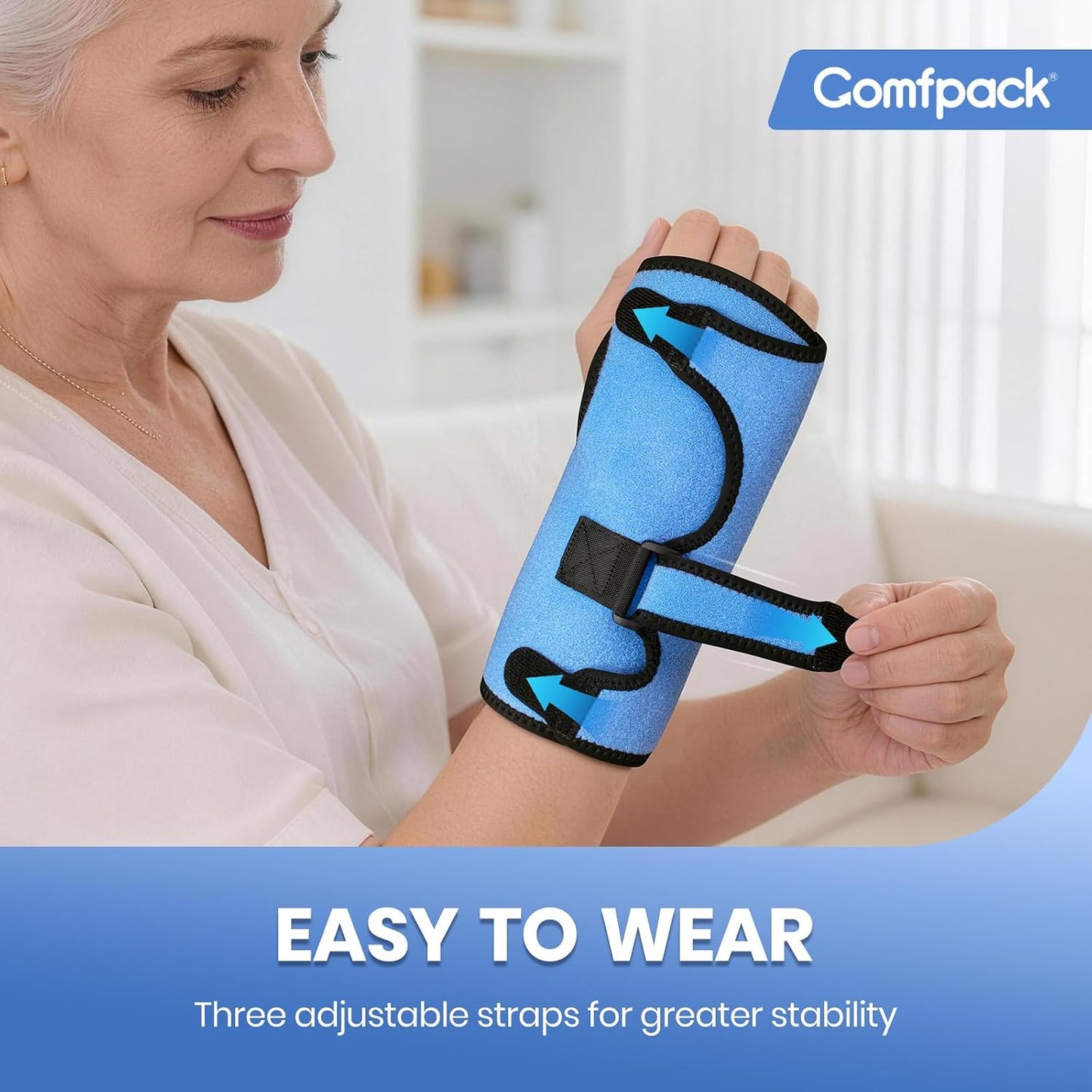 Wrist Ice Pack Wrap for Carpal Tunnel Relief with 2 Gel Ice Packs | Reusable Wrist Brace Compression Sleeve for Injuries, Tendinitis, Swelling, Surgery Recovery, Detachable Gel Inserts, Gifts