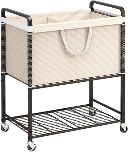 Laundry Hamper Rolling Sorter: 120L Large Basket with Wheels Removable Bag | Solve laundry clutter – rolling sorter with washable bag – Ideal for home, dorm & bedroom organization