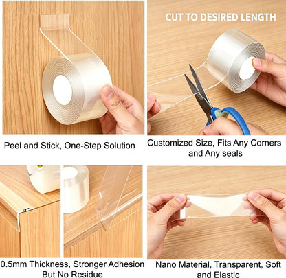 Window Sealing Tape 2 Inch x 33 FT Transparent Window Draft Insulation Residue-Free Clear Weather Stripping Caulk Tape Windproof Weatherproof Window Seal AC Units for Window Glass, Doors Gaps