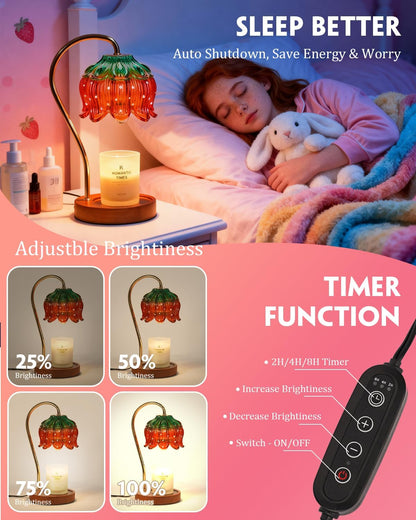 Funistree Flower Candle Warmer Lamp with Timer, Dimmable Candle Lamp Warmer, Christmas Birthday Gifts for Women Mom Her, Housewarming Home Decor, Lotus Wax Warmer for Yankee Candles - Lily Amber