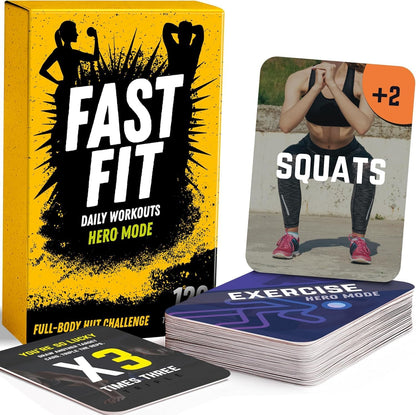 Fast Fit Beast Mode Workout Cards - 120 Tear Resistant HIIT Fitness Deck