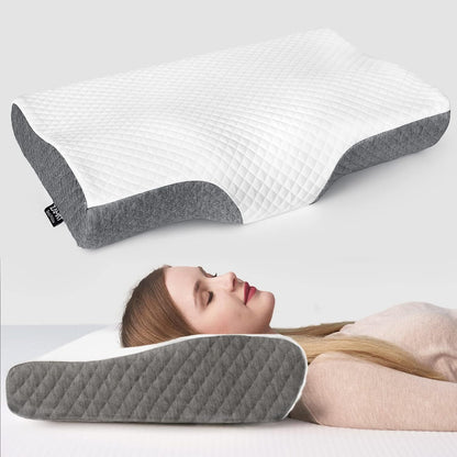 Memory Foam Pillow for Neck Pain Relief, Adjustable Orthopedic Ergonomic Cervical Pillow for Sleeping with Washable Cover, Bed Pillows for Side, Back, Stomach Sleepers