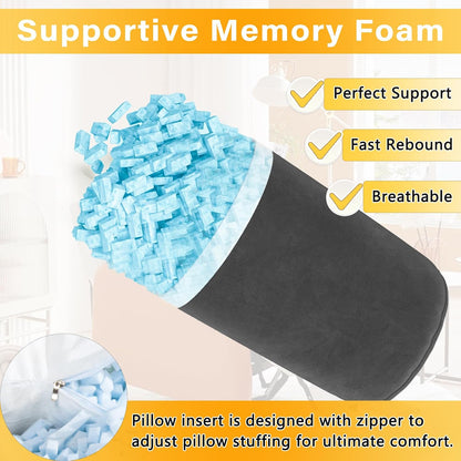 1 MIDDLE ONE Recliner Leg Rest Cushion with Strap, Memory Foam Under Knee Pillow for Back Sleeping and Foot Elevation, Half Moon Bolster Pillow for Chair, Head, Lumbar Support, 23x9x4in (Grey)