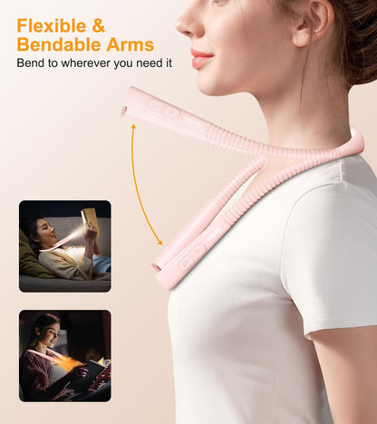 Gritin Book Light, Eye Caring 4-Color&5-Brightness Neck Light Reading Light | Stepless Dimming, 30-min Timer, 80+ Hrs Runtime, Bendable Round Neck Design, Lightweight for Reading, Knitting, Repairing