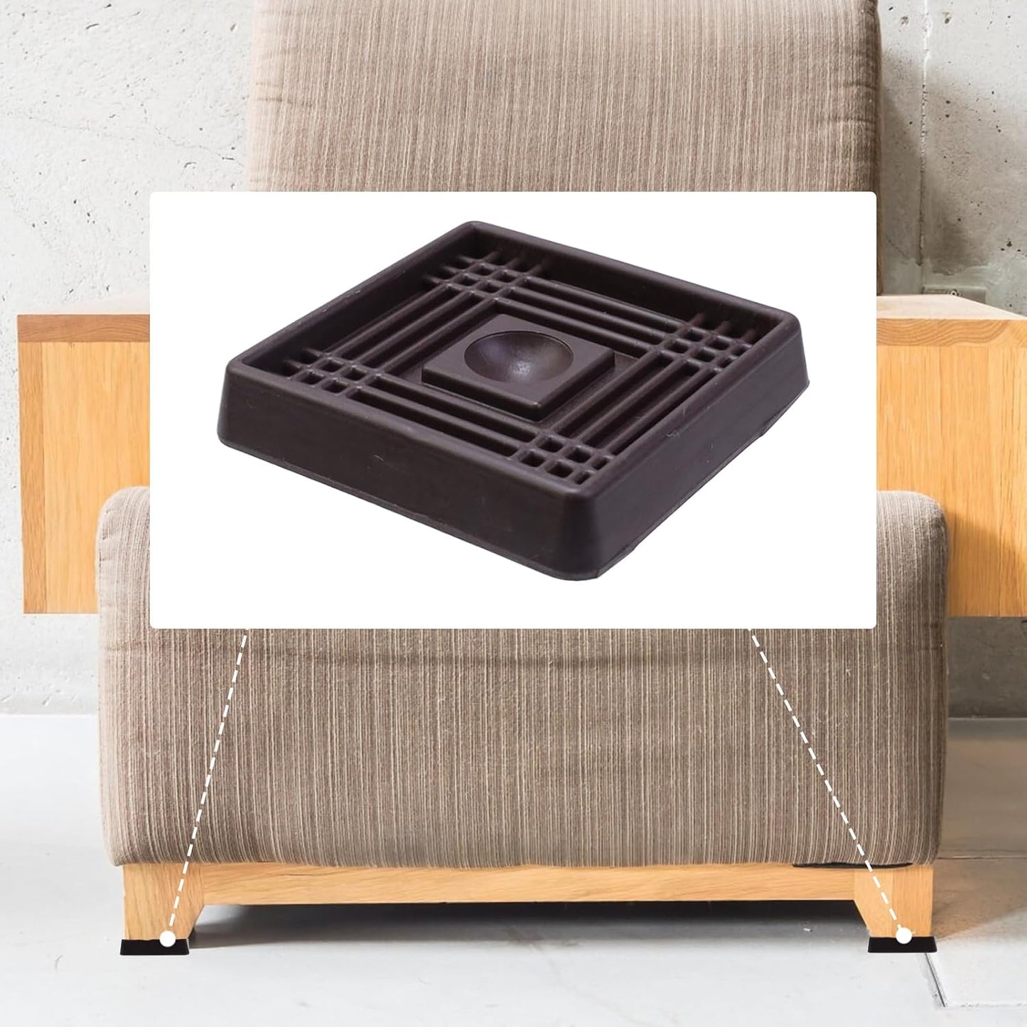 Semetall 1.5 Inch Rubber Caster Cups 8 Pack Black | Non Slip Furniture Coasters Floor Protectors for Bed Couch Table Chair