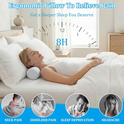 Novabright 2 Pcs Cooling Cervical Neck Roll Pillow for Sleeping Memory Foam