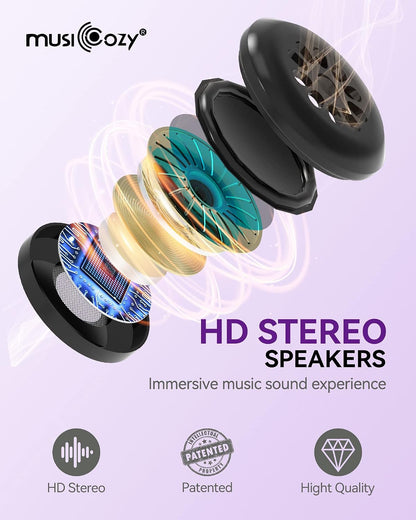 MUSICOZY 3D Sleep Headphones Bluetooth 5.4 Sleep Mask with HD Speakers