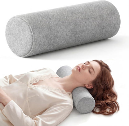Neck Roll Pillow for Neck Pain Relief - Memory Foam Neck Support Pillow for Bed | Round Neck Pillow for Sleeping, 15.7 * 6 * 6 inch (Cool-Blue)