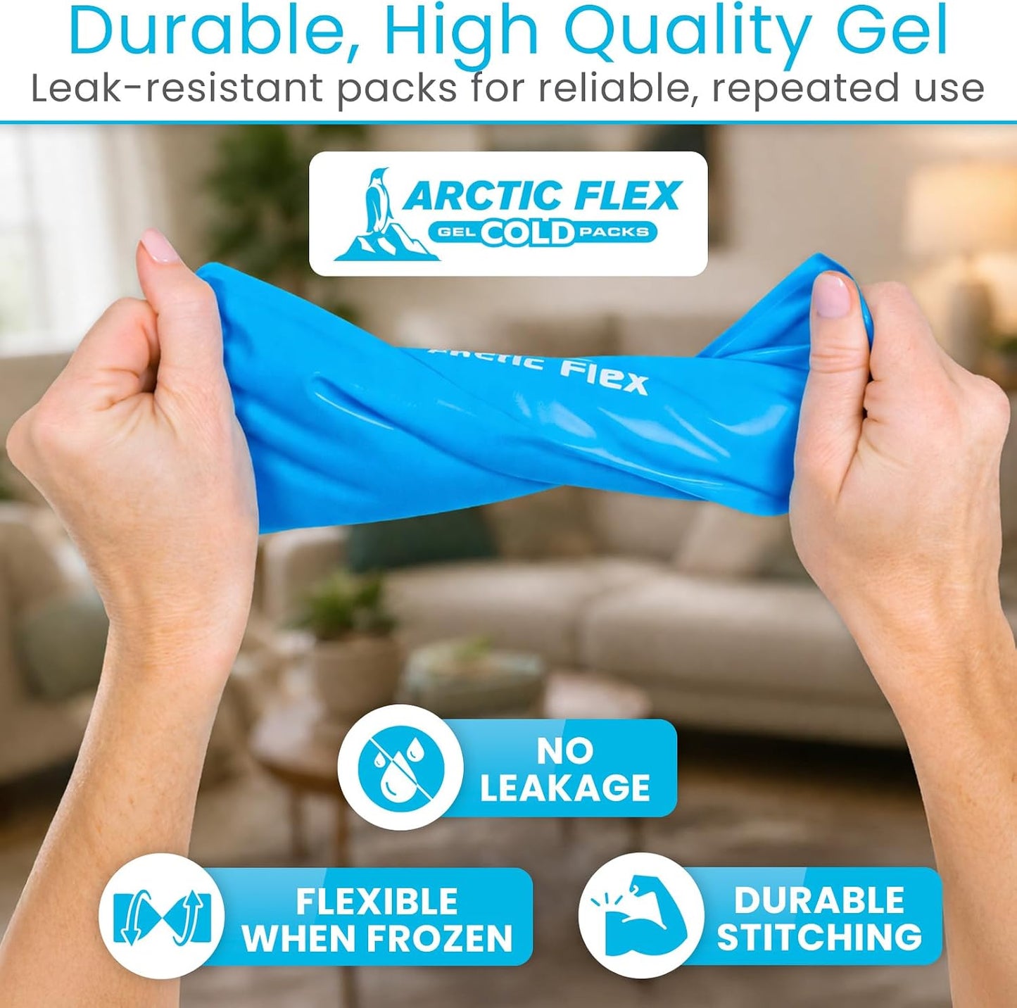 Arctic Flex Multi-Purpose Ice Pack Wrap - Reusable Gel Ice Packs for Ankle | Injuries, Hot & Cold Compression Therapy for Pain Relief, Plantar Fasciitis, Achilles Tendonitis, Knee, Elbow & Hand Pain