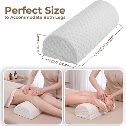 anzhixiu Half Moon Leg Bolster for Back Sleeping- Adjustable Height Under Knee Pillow for Ankles- Pure Memory Foam Leg Pillow for Sleeping on The Bed- Bubble
