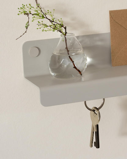 Kazai. Key Holder for Wall 'Holmsen' | Minimalist Key Hooks Design from Berlin | Modern Key Hanger with Metal Shelf | Key Hook Wall Mounted as Hallway Furniture | Sand Taupe