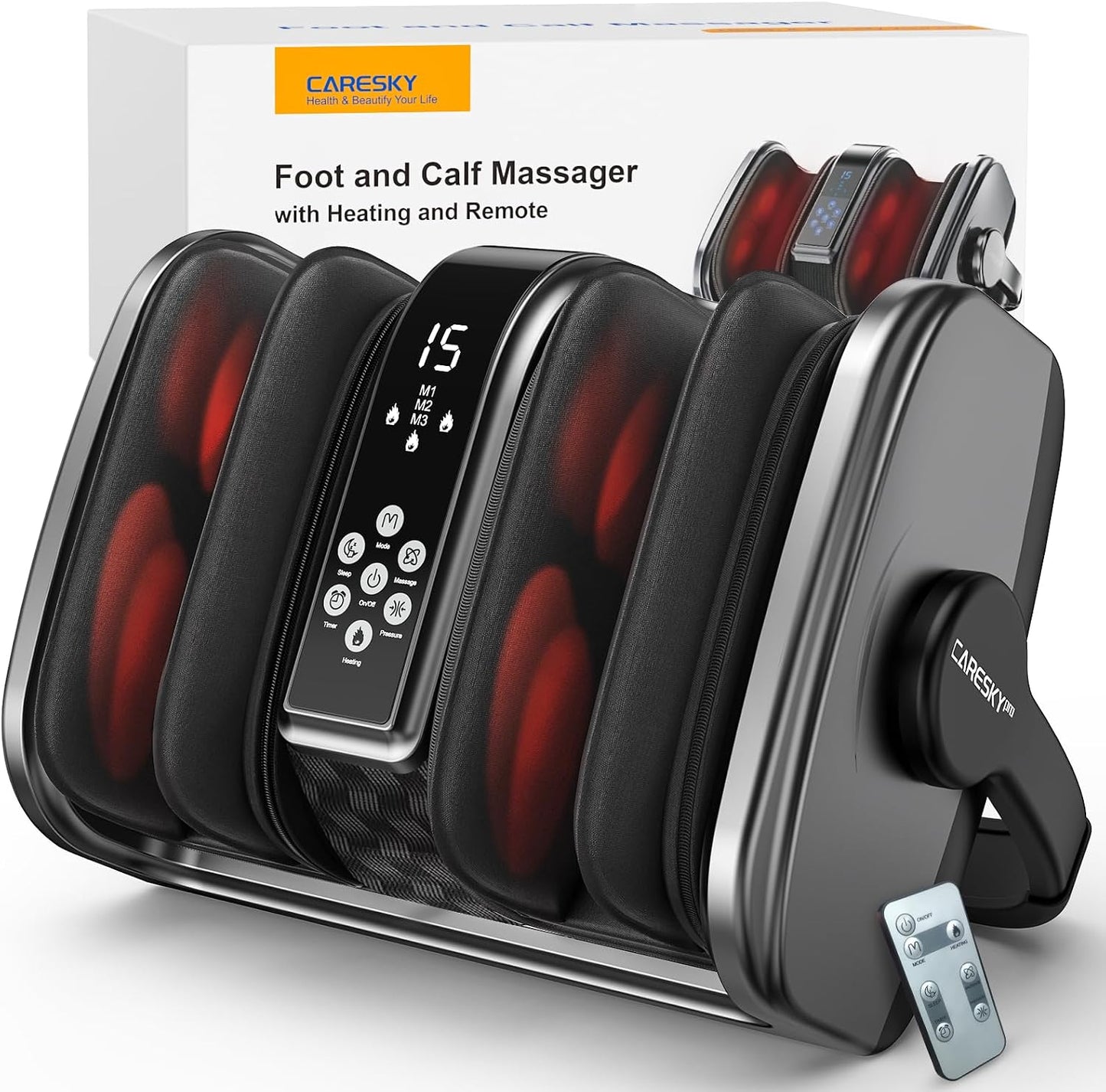 Shiatsu Foot Massager with Heat, Deep Kneading Foot Massager for Plantar Fasciitis, Neuropathy, Circulation and Pain Relief, Foot and Calf Massage at Home/Office
