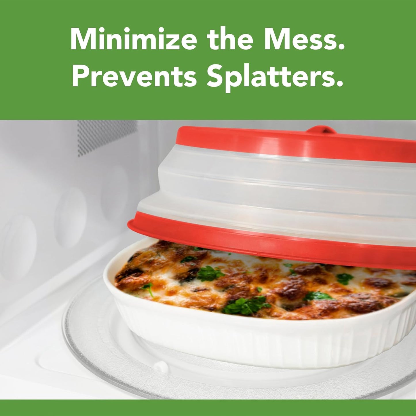 Tovolo Microwave Splatter Cover for Food, Large (Charcoal) - Collapsible & Vented Silicone Splatter Guard Lid - Microwave Plate & Dish Cover with Handle - BPA-Free Kitchen Gadget for Meal Prep
