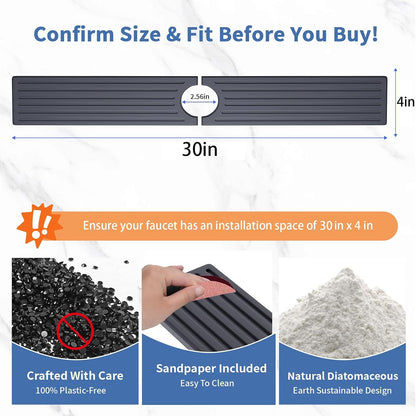 Faucet Mat for Kitchen Sink, Water Absorbent Kitchen Faucet Mat, Durable Sink Splash Guard with Raised Feet, Diatomite Fast Drying Kitchen Sink Faucet Mat, Bathroom Stone Drying Tray for Counter