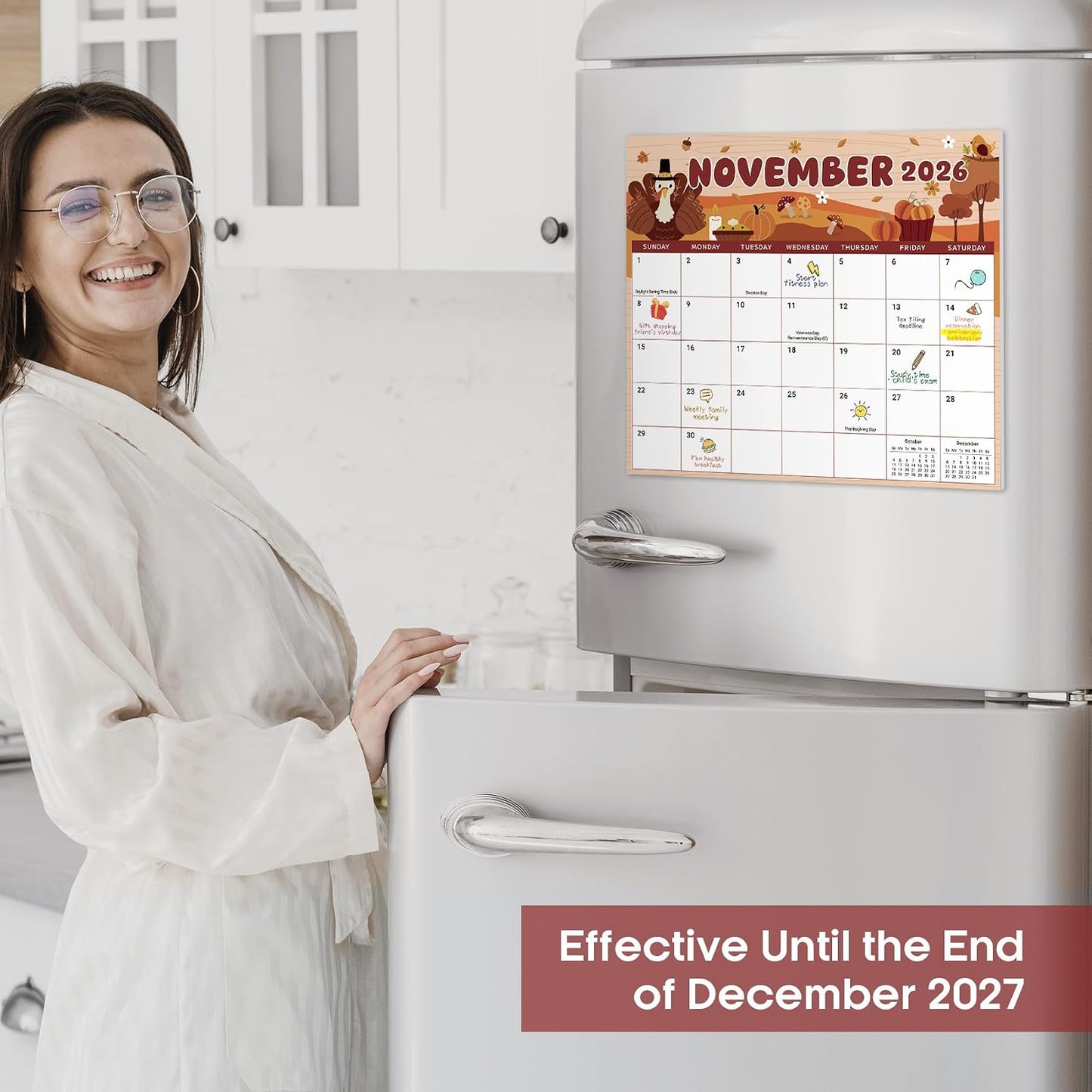 2026-2027 Magnetic Calendar for Refrigerator, Apr 2026-Dec 2027 | 21-Month Fridge Calendar 2026-2027 for Home Planning, Scheduling and Easy Organization, Greenery