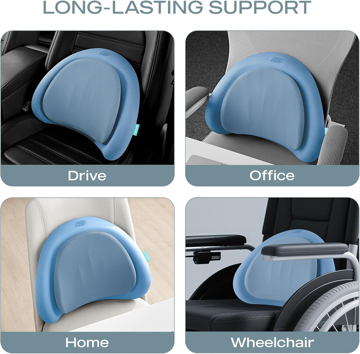 Skechers Lumbar Pillow Premium Memory Foam,Double-Layer-Office Chair Cushion for Tailbone Pain Relief,Butt Pillow for Office Chair,Car seat Cushion,Long Sitting Office Workers,and Car Drivers,Black