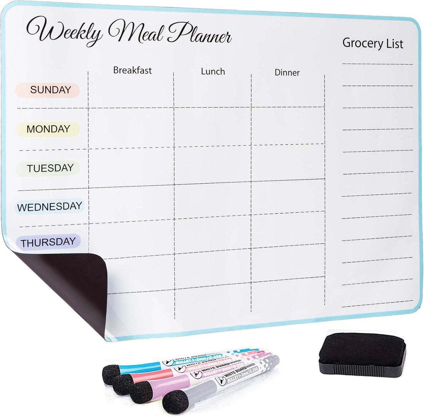 Menu Board for Kitchen - Weekly Meal Planner Magnetic - Weekly Menu Board - Meal Plan - Menu Planner for Fridge