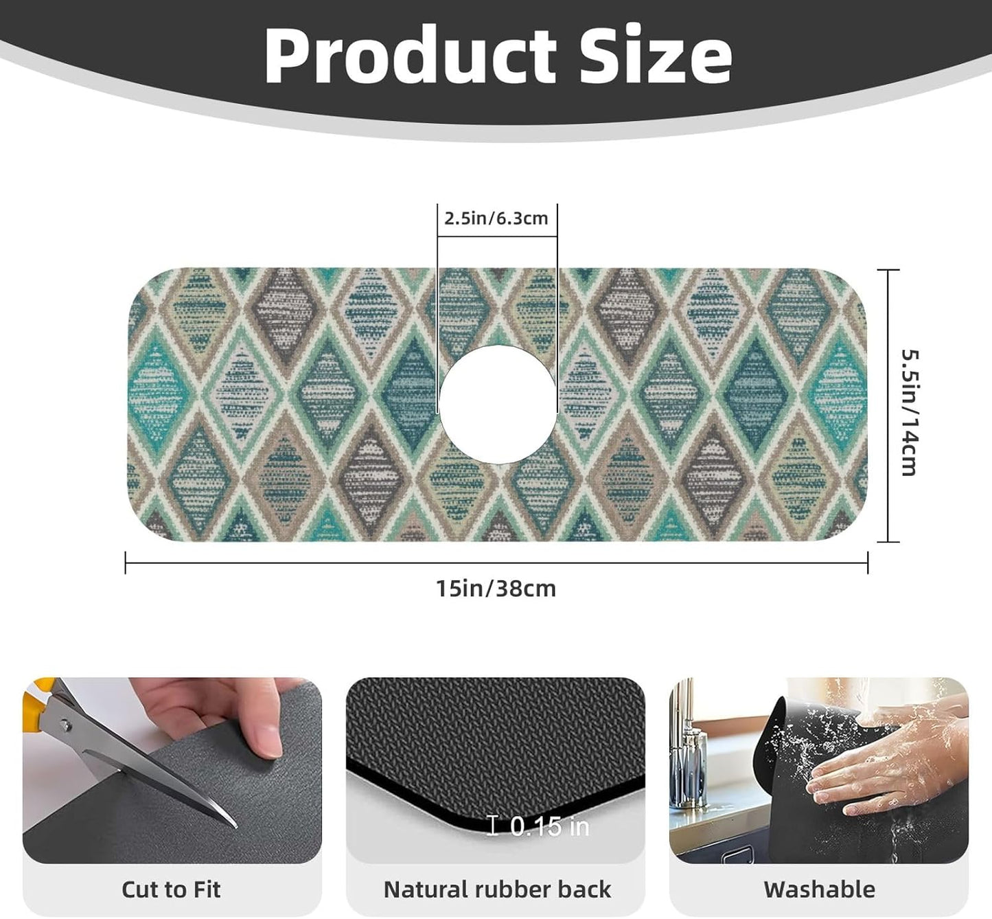 Abstract Flower Blooming Floral Watercolor Kitchen Sink Splash Guard Faucet Mat Super Absorbent Fast Drying Mat Sink Gadgets-Fast Drying Pad Sink Mat For Kitchen Bathroom (15" X 5.5" )
