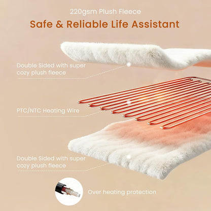 Heated Blanket Electric Throw Blanket with Built-in Button Controller 50"x60" One-Touch Ultra Cozy Soft Warm Heating Electric Blanket with 4 Heat Levels & 4 Hours Auto-Off Overheat Protection
