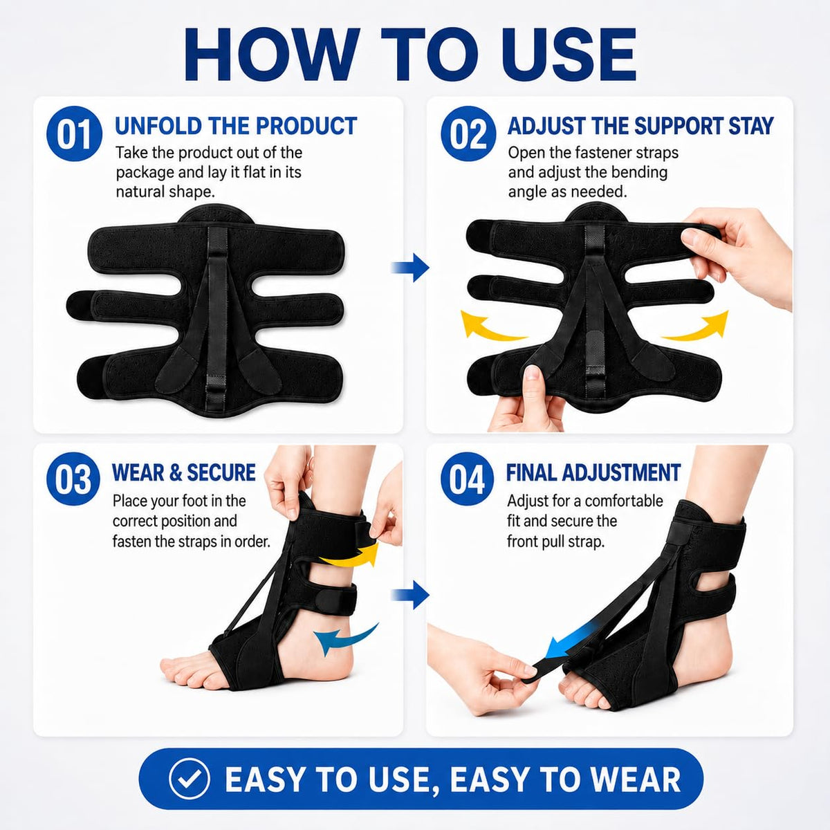 LILILI Plantar Fasciitis Night Splint Plantar Fasciitis Brace and Support | Plantar Fasciitis Relief, Dorsal Night Splint for Plantar Fasciitis Planter Facetious Support, Foot Splint for Men & Women