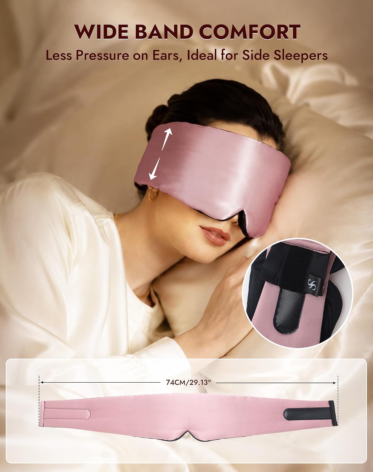 SilkSilky 22 Momme Mulberry Silk Sleep Mask for Side Sleepers, Black