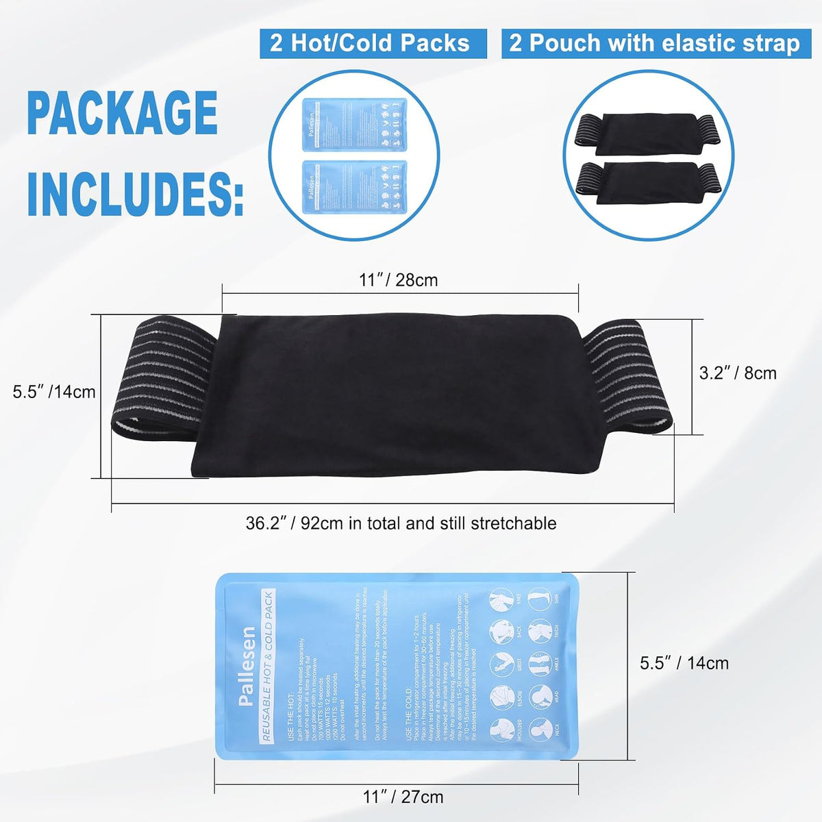 Pallesen Ice Packs for Injuries Reusable, Knee Ice Pack Wrap,Reusable Gel Hot Pack & Cold Pack Compress for Pain Relief,Rehabilitation, Flexible Therapy, for Knee, Back, Neck, Wrist, Ankle Pink