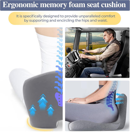 Seat Cushion with Lumbar Support Pillow, Back and Seat Cushion for Office