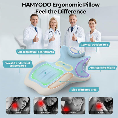 HAMYODO 27° Angled Wedge Pillow, Support for Neck Back Waist | Multi-Position Headboard, Bed Rest Pillows for Prone Sleeping ,Backrest Chaise Lounges Stomach Support in Bed, Couch or Floor