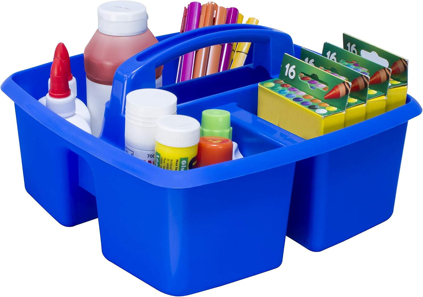 Storex 2-Compartment Large Cleaning Caddy – Multipurpose Supply Organizer with Handle - Black, 1-Pack (00973A06C)
