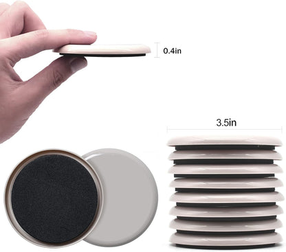 Furniture Sliders, 8 Pcs 3 1/2'' Furniture Sliders Pads for Hardwood Floors, Chair Legs Floors Protectors, Reusable Round Glides Glider, Heavy Duty Furniture Movers Sliders | Chair Legs Floors Protectors, Reusable Round Glides Glider, Heavy Duty