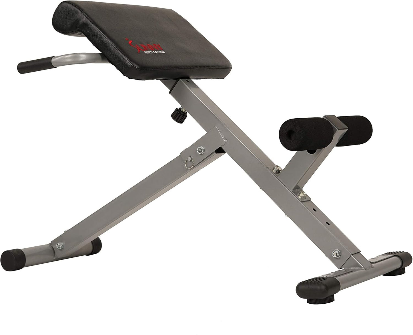 Sunny Health & Fitness Multi-Function Roman Chair | Adjustable Height, Folds Flat for Storage, Built in Dip Station, Targets Back, Abs & Core, Crunches & Back Extensions