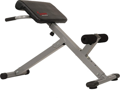Sunny Health & Fitness Multi-Function Roman Chair | Adjustable Height, Folds Flat for Storage, Built in Dip Station, Targets Back, Abs & Core, Crunches & Back Extensions