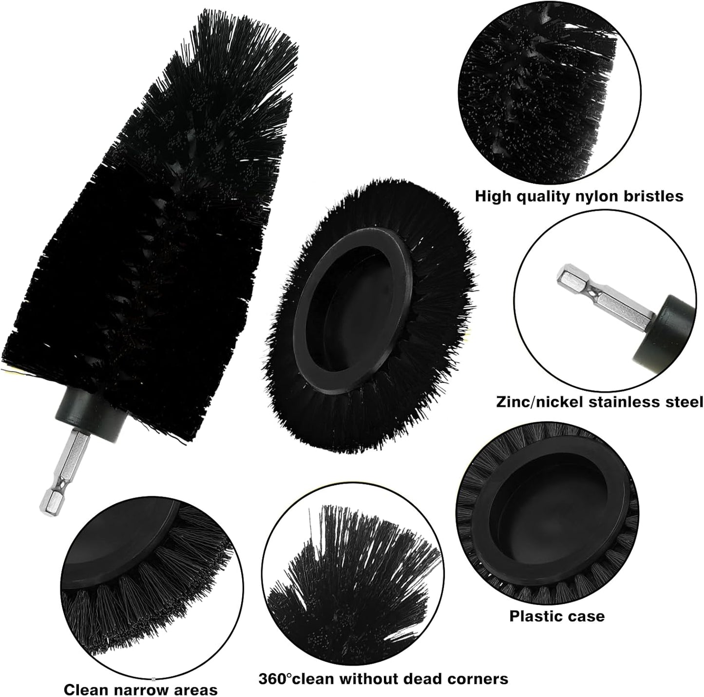 8 Pcs Drill Brush Attachment Set - Power Scrub Brush Kit | Brush Drill with Extend Long Attachmen - All Purpose Household Cleaning Brushes for Car, Grout, Floor, Tub, Bathroom