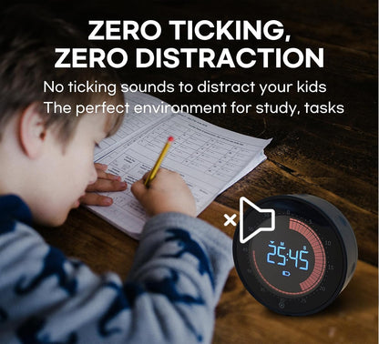 Visual Digital Timer - 60 Min Countdown & Count Up, Large LED Screen with Red Visual Disc, Magnetic Silent Timer for Kids, Seniors, Classroom, Kitchen Cooking, ADHD & Autism Productivity Tool