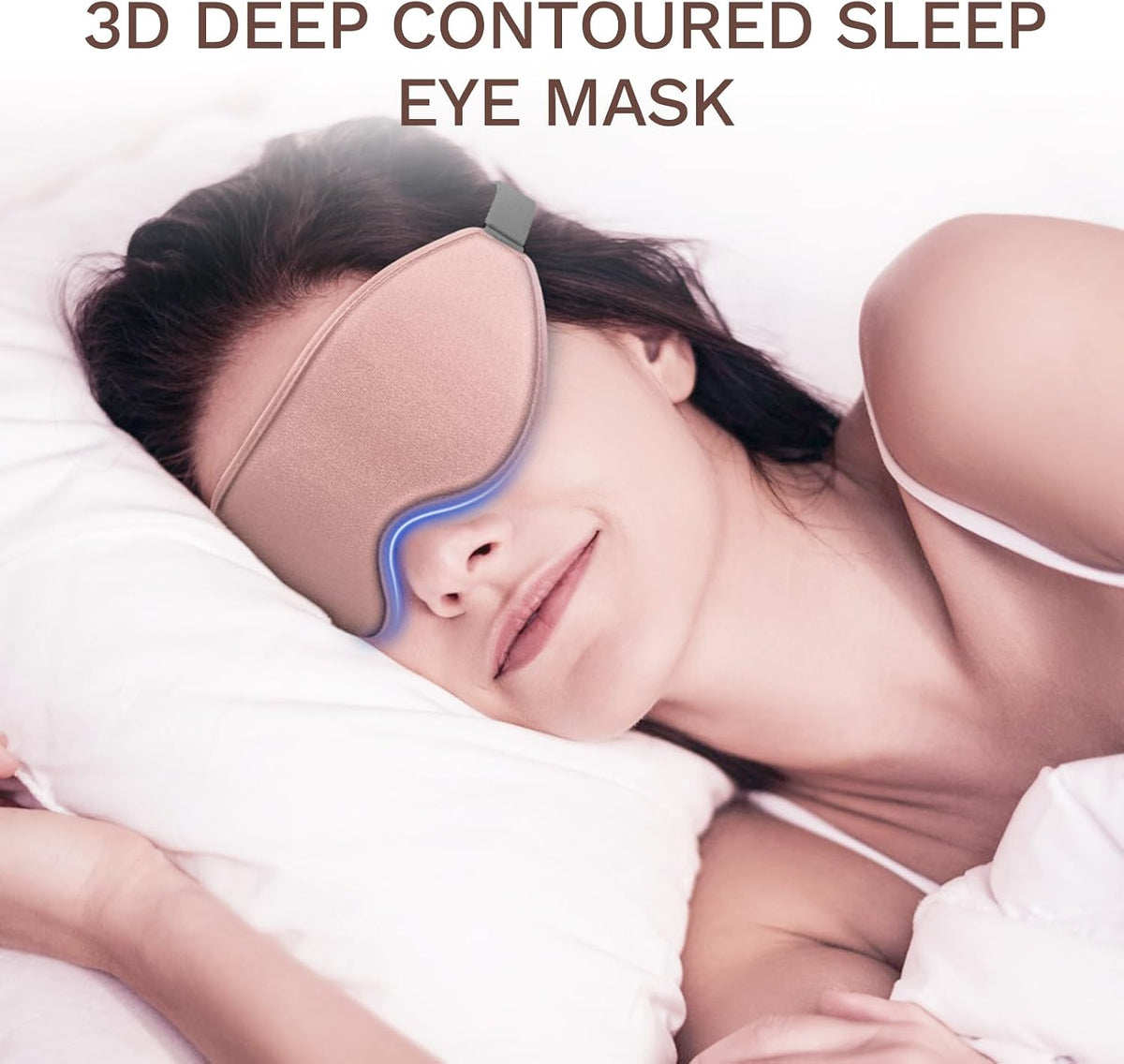 FlyCoco 99% Fully Block Out Light Eye Sleep Mask, 3D Deep Contoured Eyes Cover Zero Pressure, Long Lash Extension Eyes Mask with Adjustable Straps for Sleeping Travel Home Nap Rest Women Men (Pink)