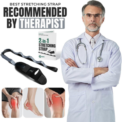 Stretch Strap with Loops Physical Therapy - Full Body Exercise Straps for Stretching with Detachable Foot - Leg & Calf Stretcher for Plantar Fasciitis, Physical Therapy, Pain Relief, and Flexibility