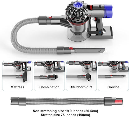 Dryer Lint Vacuum Attachment Compatible with Dyson V15 V12 V11 V10 V8 V7 Gen5 Cordless Vacuum Cleaner, Flexible Dryer Vent Cleaner Kit Lint, The switch lock, so you don't need press the switch tightly