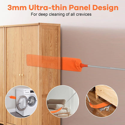 Retractable Gap Dust Cleaner Brush with Long Handle 30 to 100 inches, Cleaning Tools with 2 Microfiber Dusting Cloths, Extendable Duster for Cleaning Under Refrigerator Sofa Couch Bed Furniture
