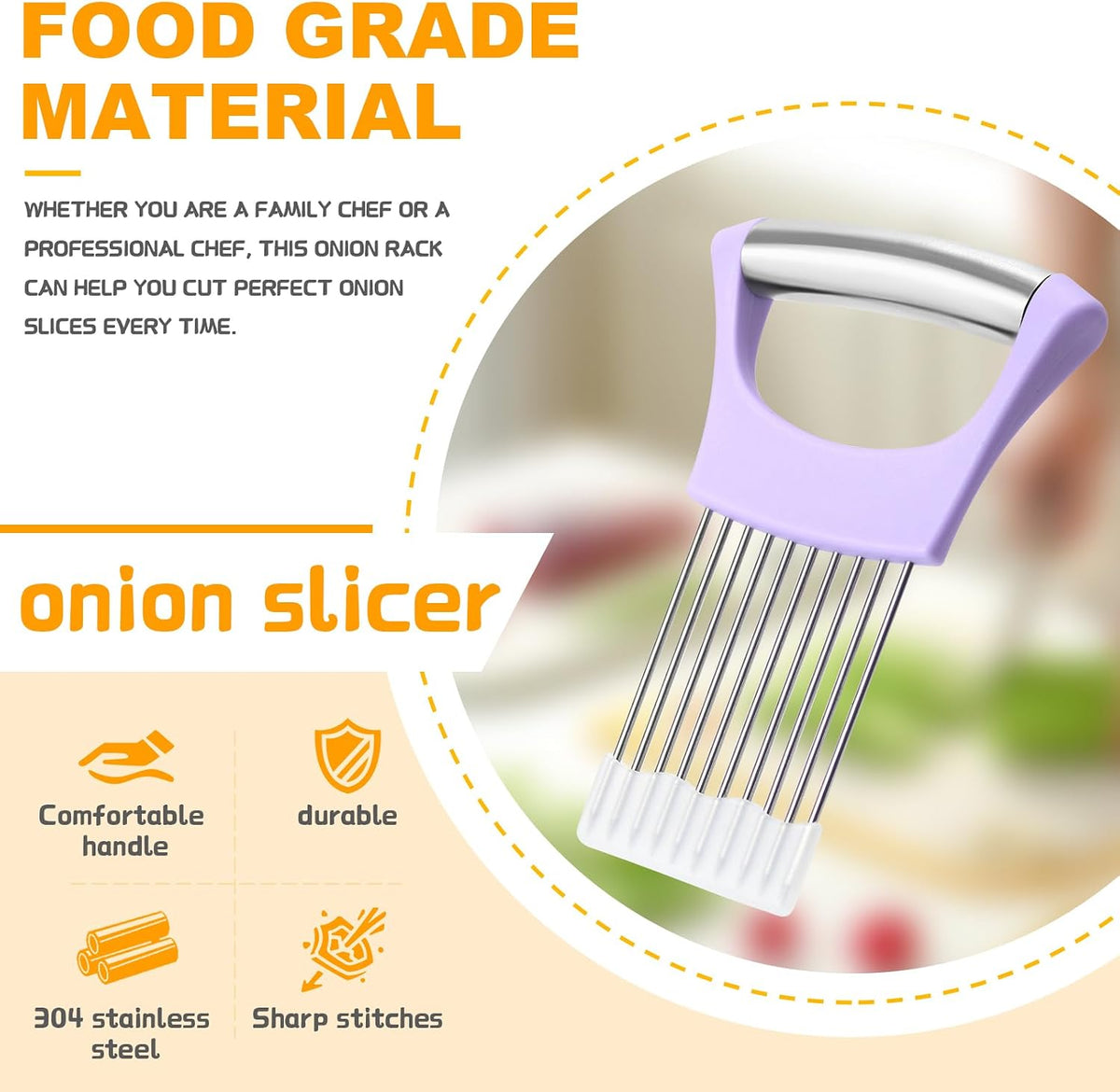 Stainless Steel Onion Holder for Slicing,Onion Slicer Holder,Kitchen Gadget