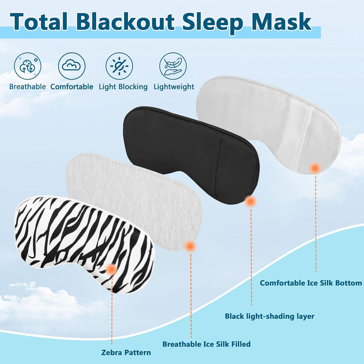 Silk Sleep Mask with Cooling Gel Eye Mask, Warm and Cold Compress, Heated Eye Mask for Tired Eyes, Stain Eye Cover Sleeping Mask for Travel, Home, Office, Yoga, Total Blackout (Black)