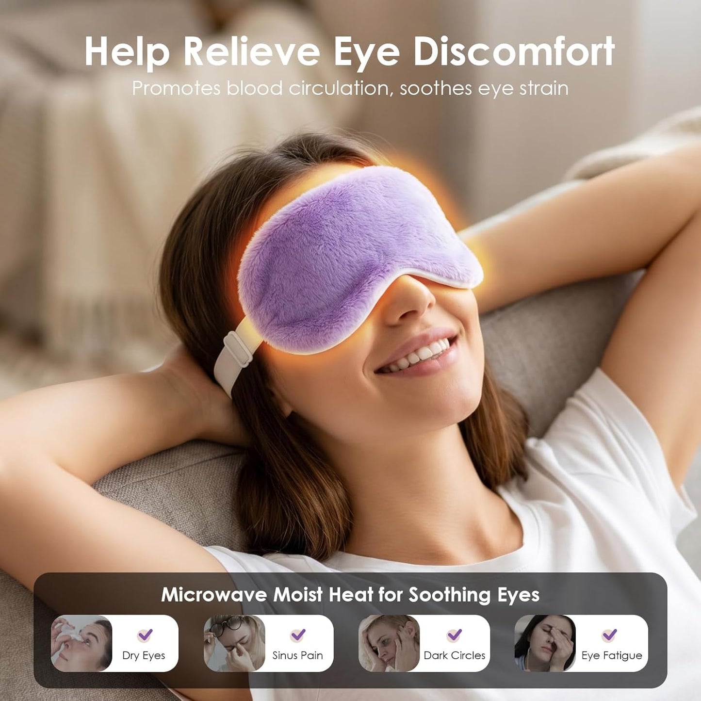 Heated Eye Mask for Dry Eyes, Steam Warm Compress for Stye Eye Treatment, Relieve, Hot Compress, Moist Heat Mask for Blepharitis (Gray)